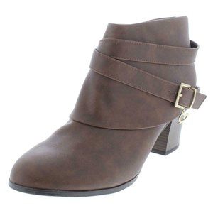 Thalia Sodi Teca Brown Side Zip Cuffed Ankle Boots